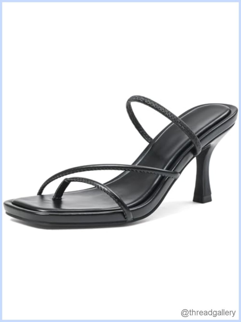 Kitten Heel Sandals Square Toe Strappy Flip Flop Heels Slip On